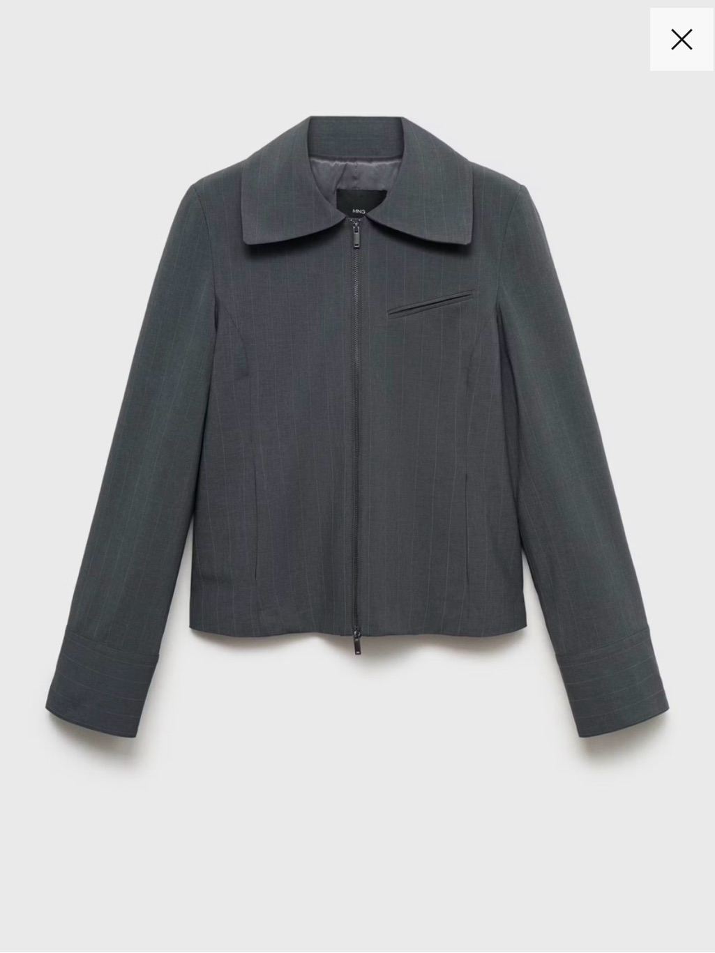 Mango Women's Charcoal Zip-Front Blazer Jacket Nwt